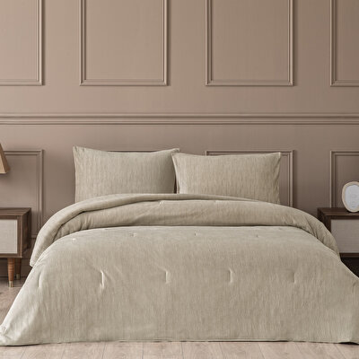Linens Solven Çift Kişilik Yatak Örtüsü Seti Bej