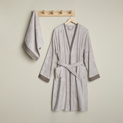 Linens Tesso Bambu L/Xl Bornoz Seti Stone